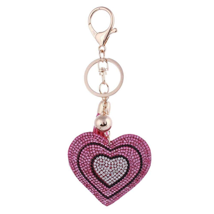 Heart Shaped Keychain with Crystals