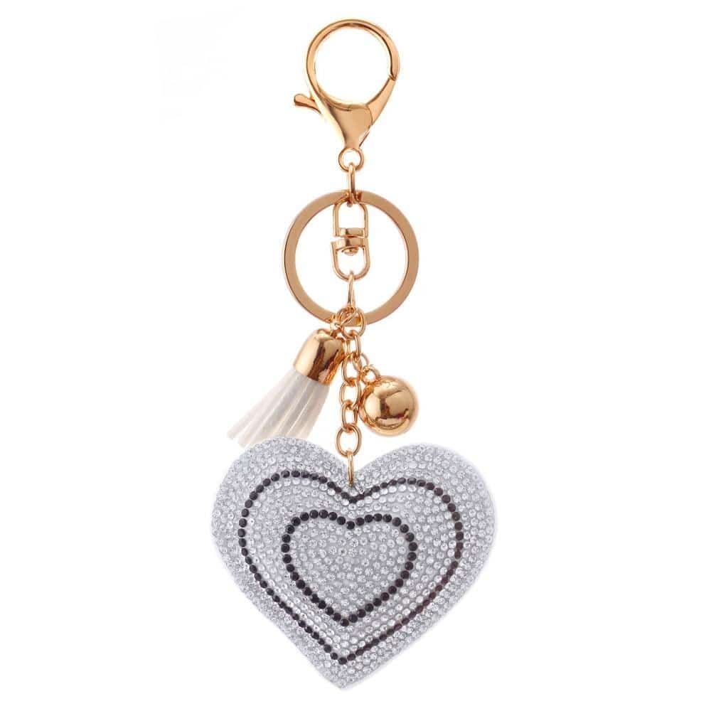 Heart Shaped Keychain with Crystals