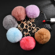 rabbit fur ball keychain, view 29 - MRSLM