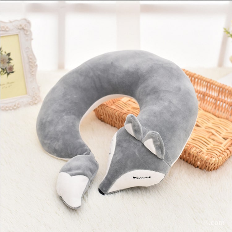 Fox shaped plush travel pillow, view 2 - MRSLM