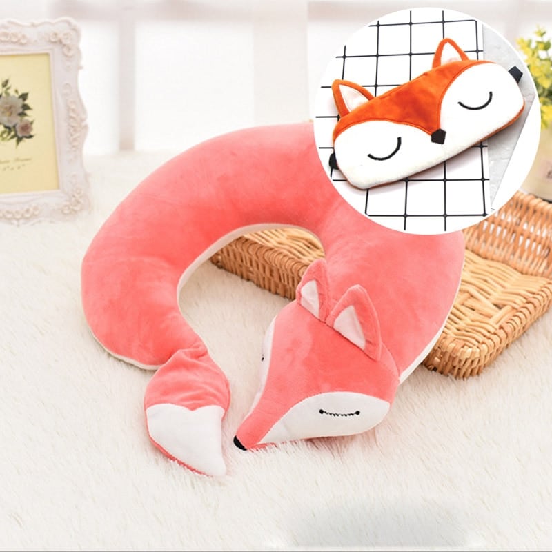 Fox shaped plush travel pillow, view 3 - MRSLM