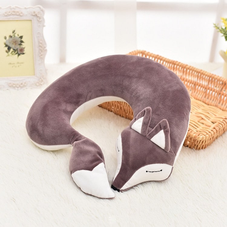 Fox shaped plush travel pillow, view 4 - MRSLM