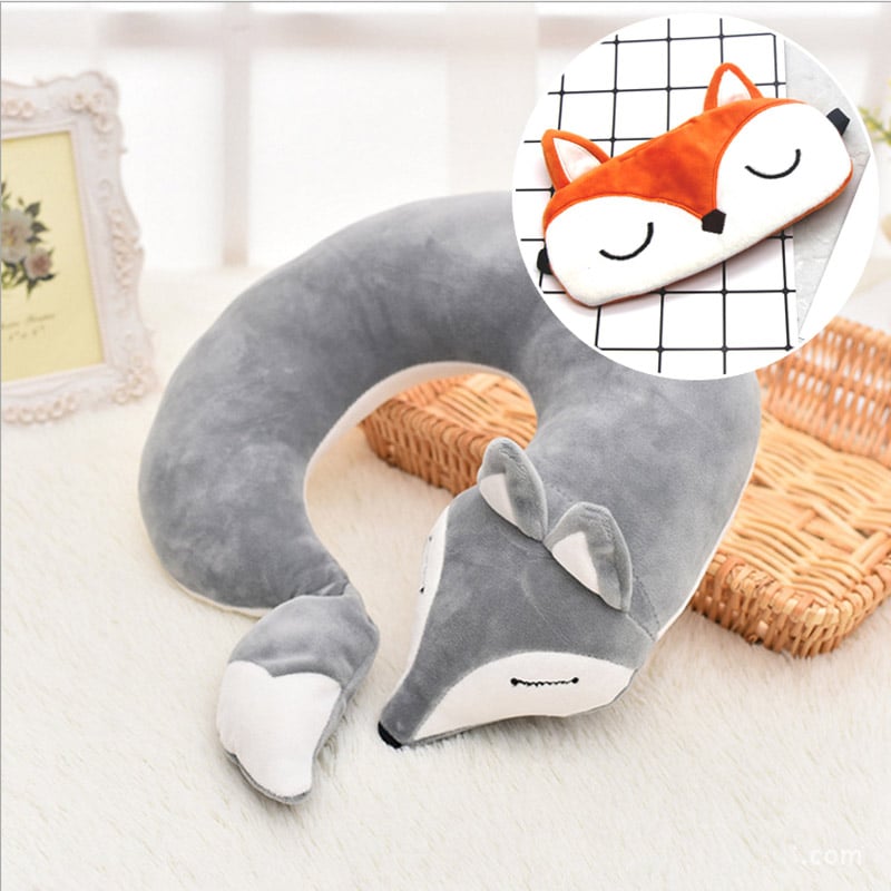 Fox shaped plush travel pillow, view 11 - MRSLM
