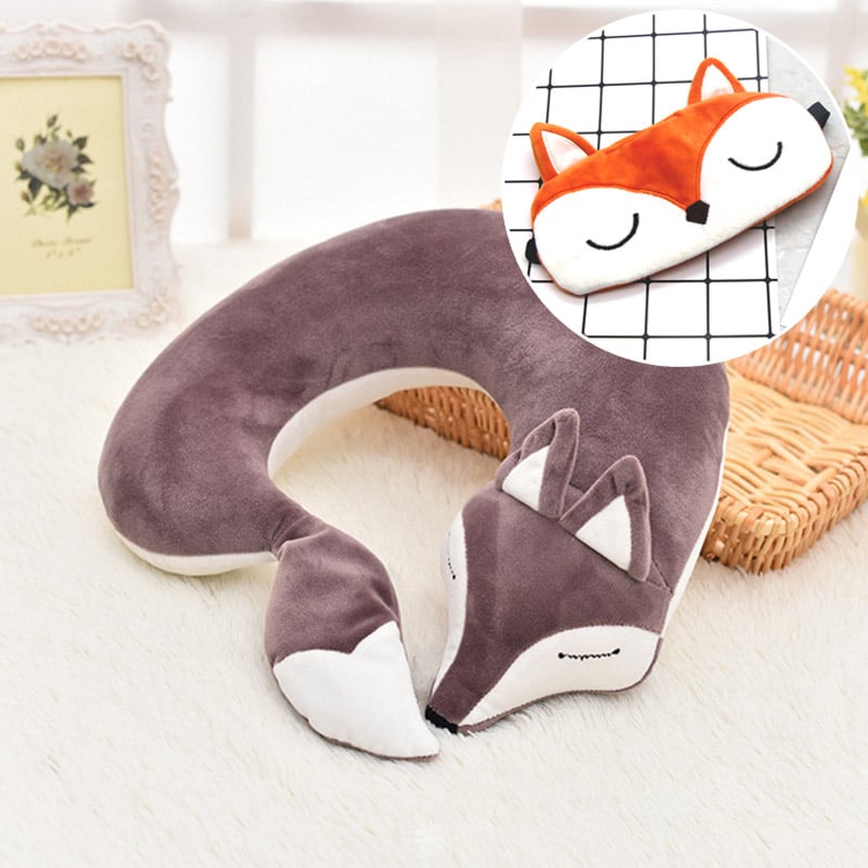 Fox shaped plush travel pillow, view 12 - MRSLM