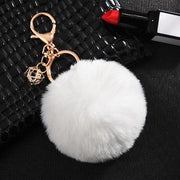 rabbit fur ball keychain, view 2 - MRSLM