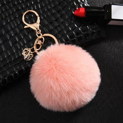 rabbit fur ball keychain, view 3 - MRSLM