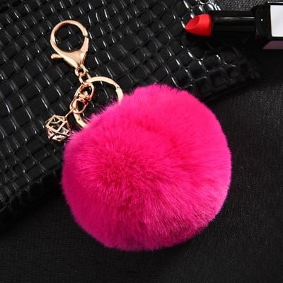rabbit fur ball keychain, view 4 - MRSLM