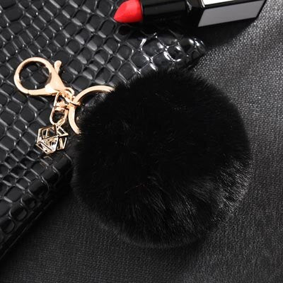 rabbit fur ball keychain, view 11 - MRSLM