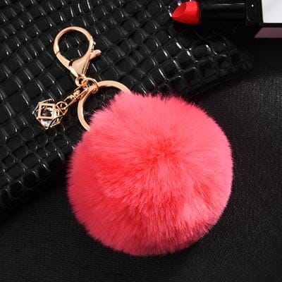 rabbit fur ball keychain, view 22 - MRSLM