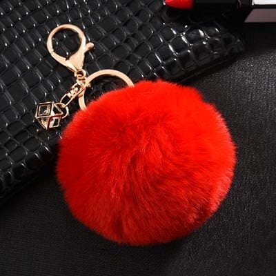 rabbit fur ball keychain, view 23 - MRSLM
