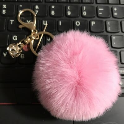 rabbit fur ball keychain, view 25 - MRSLM