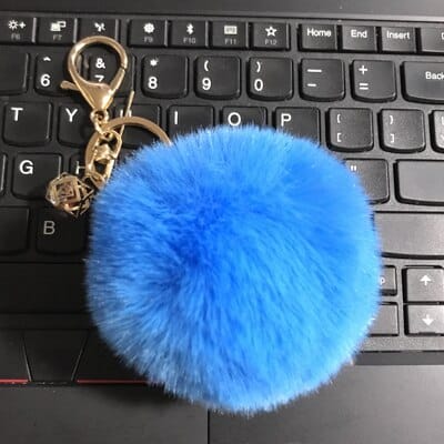 rabbit fur ball keychain, view 26 - MRSLM