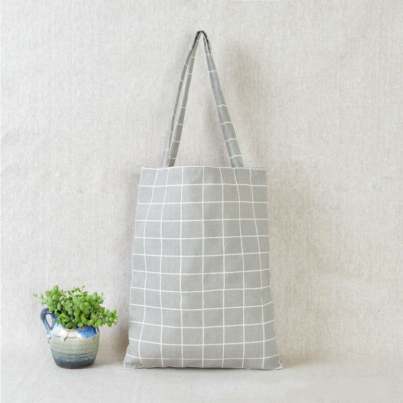 geometric print linen tote bag, view 2 - MRSLM