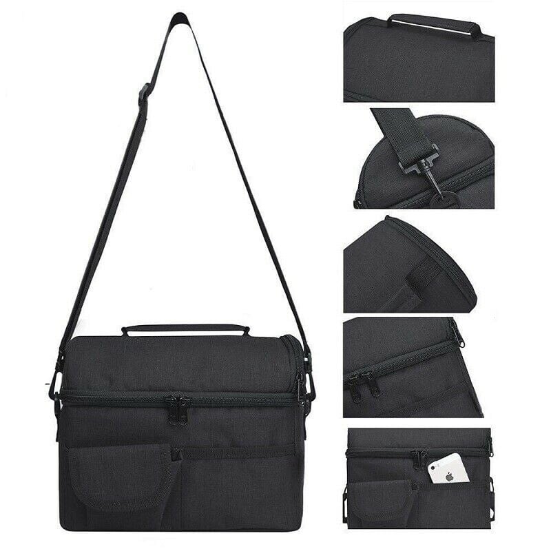 solid color insulated lunch bag with pockets, view 2 - MRSLM