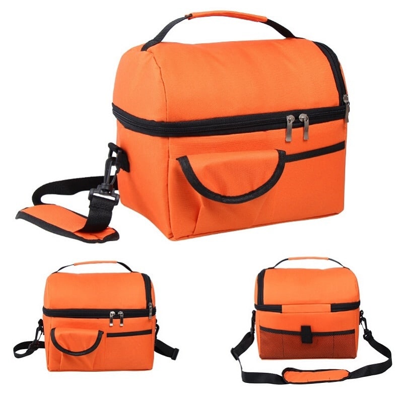 solid color insulated lunch bag with pockets, view 4 - MRSLM