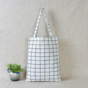geometric print linen tote bag, view 5 - MRSLM