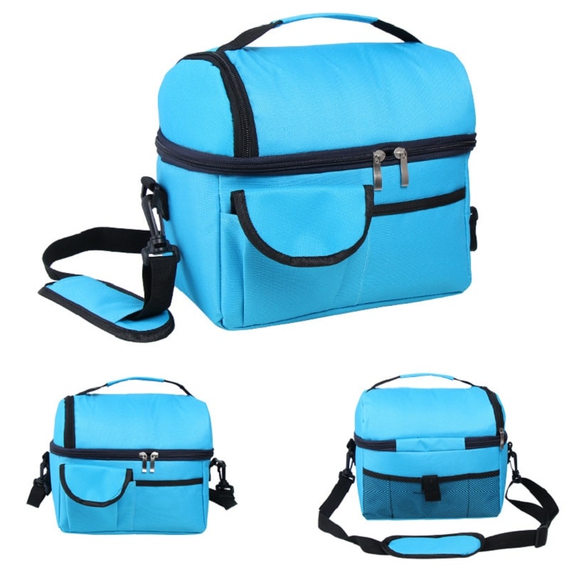 solid color insulated lunch bag with pockets, view 6 - MRSLM