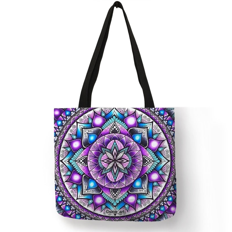 mandala linen shoulder bag, view 15 - MRSLM