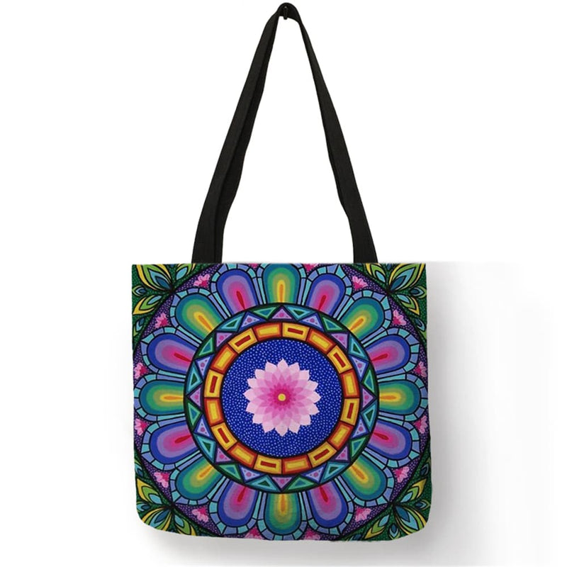 mandala linen shoulder bag, view 3 - MRSLM