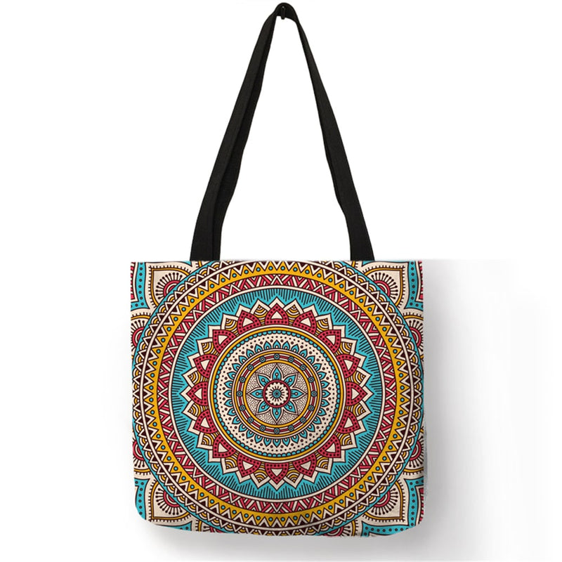 mandala linen shoulder bag, view 9 - MRSLM