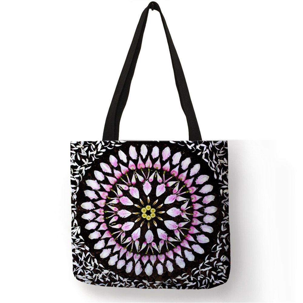 Women's Mandala Printed Linen Shopper Shoulder Bag