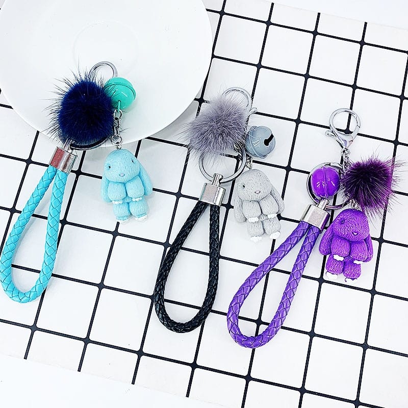 cute rabbit fluffy keychain, view 12 - MRSLM