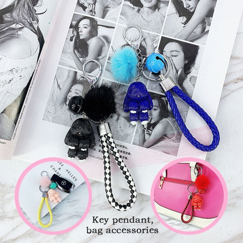 cute rabbit fluffy keychain, view 13 - MRSLM