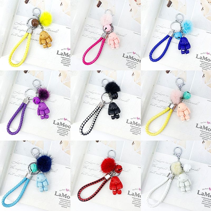 cute rabbit fluffy keychain, view 15 - MRSLM