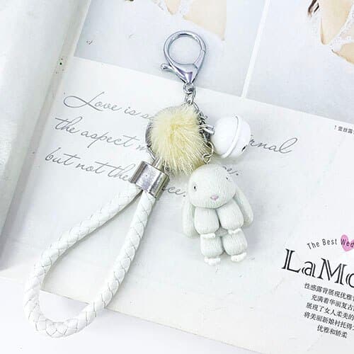 cute rabbit fluffy keychain, view 2 - MRSLM