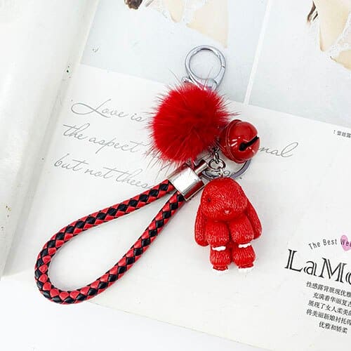 cute rabbit fluffy keychain, view 3 - MRSLM