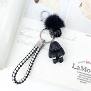 cute rabbit fluffy keychain, view 4 - MRSLM