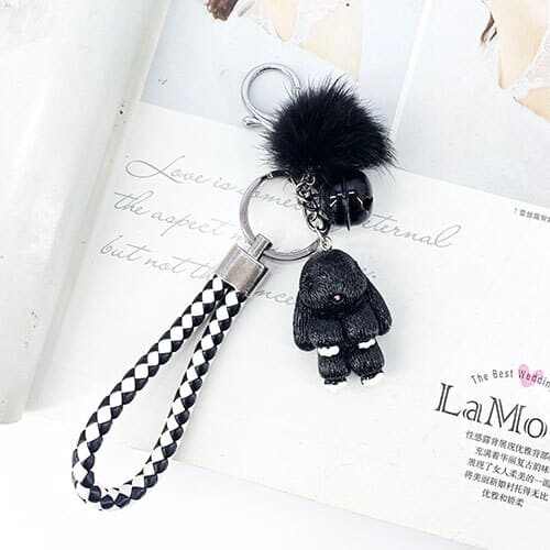 cute rabbit fluffy keychain, view 4 - MRSLM