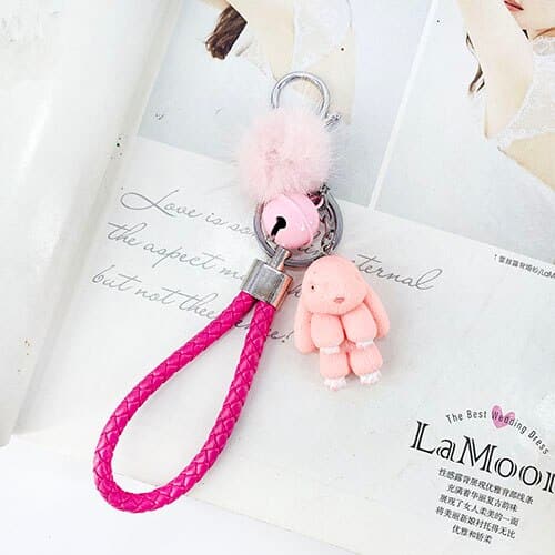 cute rabbit fluffy keychain, view 8 - MRSLM