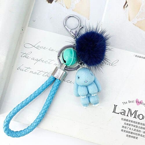 cute rabbit fluffy keychain, view 10 - MRSLM