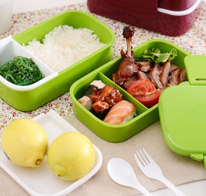 large capacity double layer plastic lunch box, view 9 - MRSLM