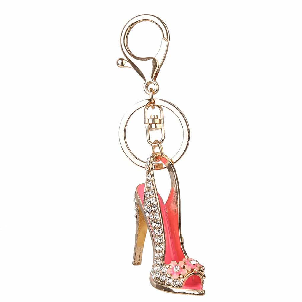 Crystal High Heel Shoe Shaped Metal Keychain