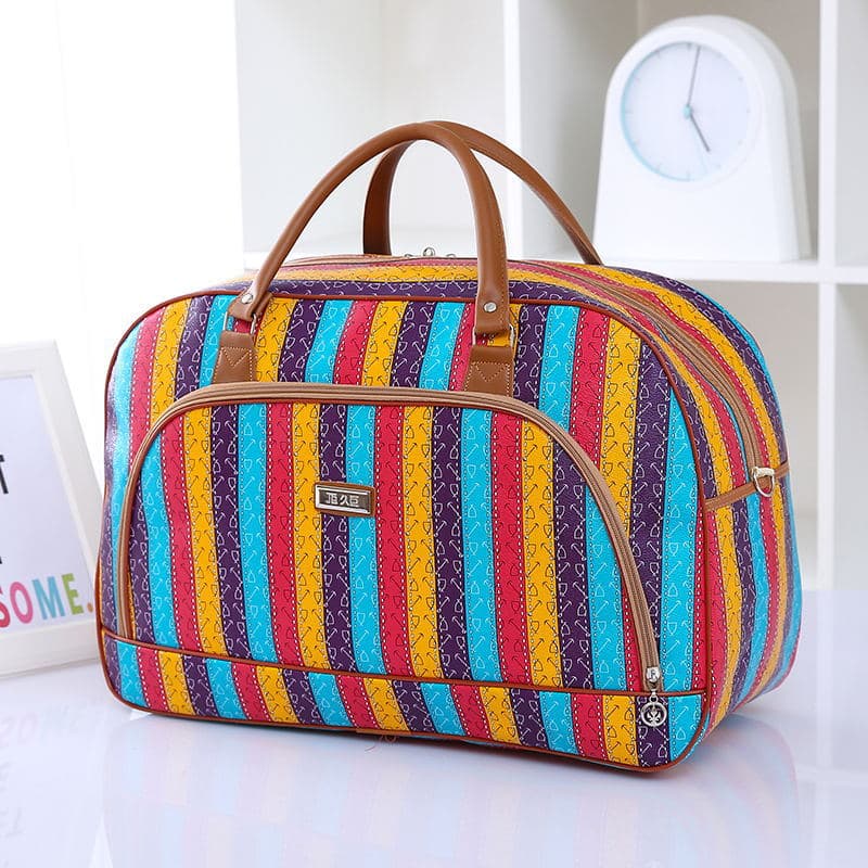 striped PU leather travel bag, view 16 - MRSLM