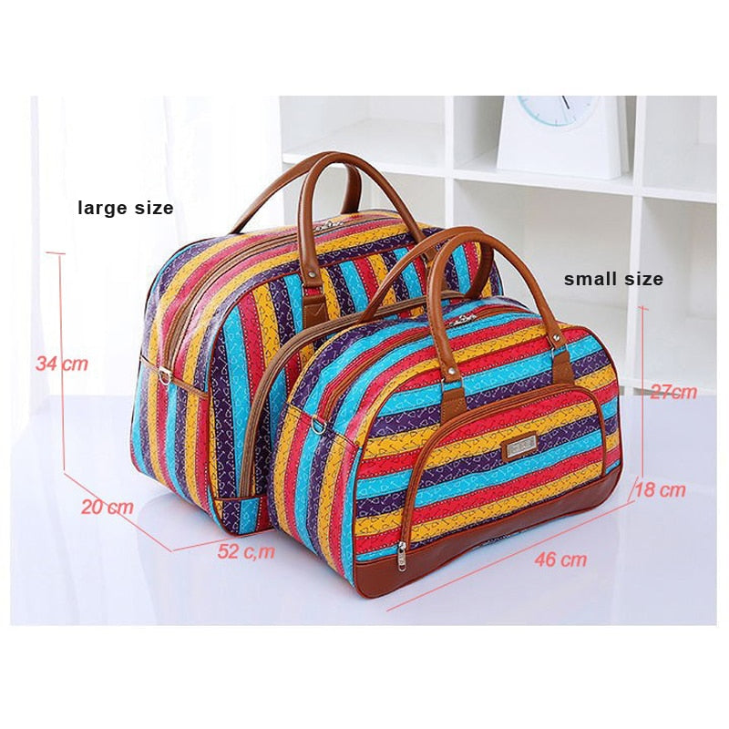 striped PU leather travel bag, view 18 - MRSLM