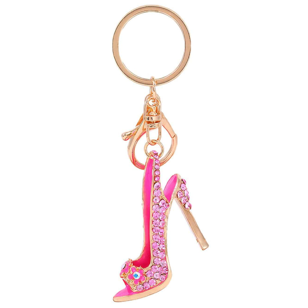 Crystal High Heel Shoe Shaped Metal Keychain