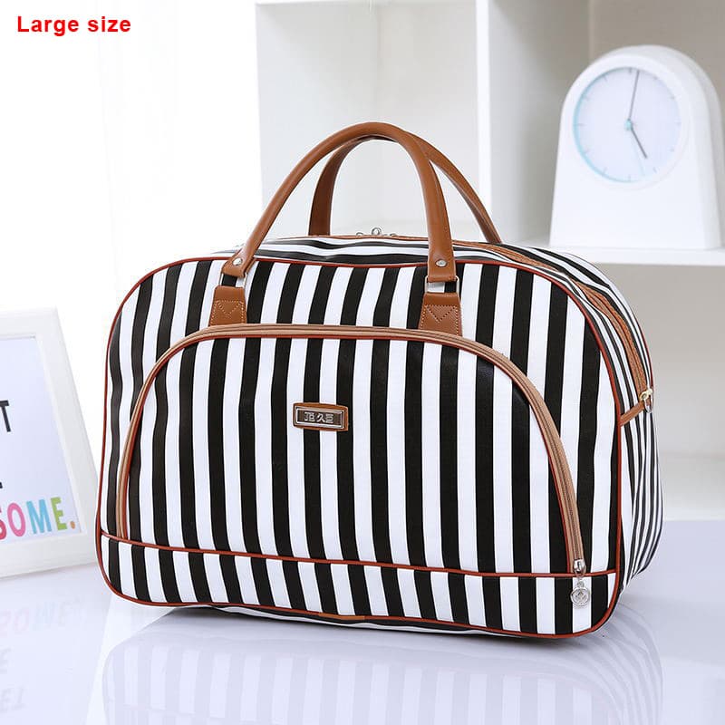 striped PU leather travel bag, view 6 - MRSLM