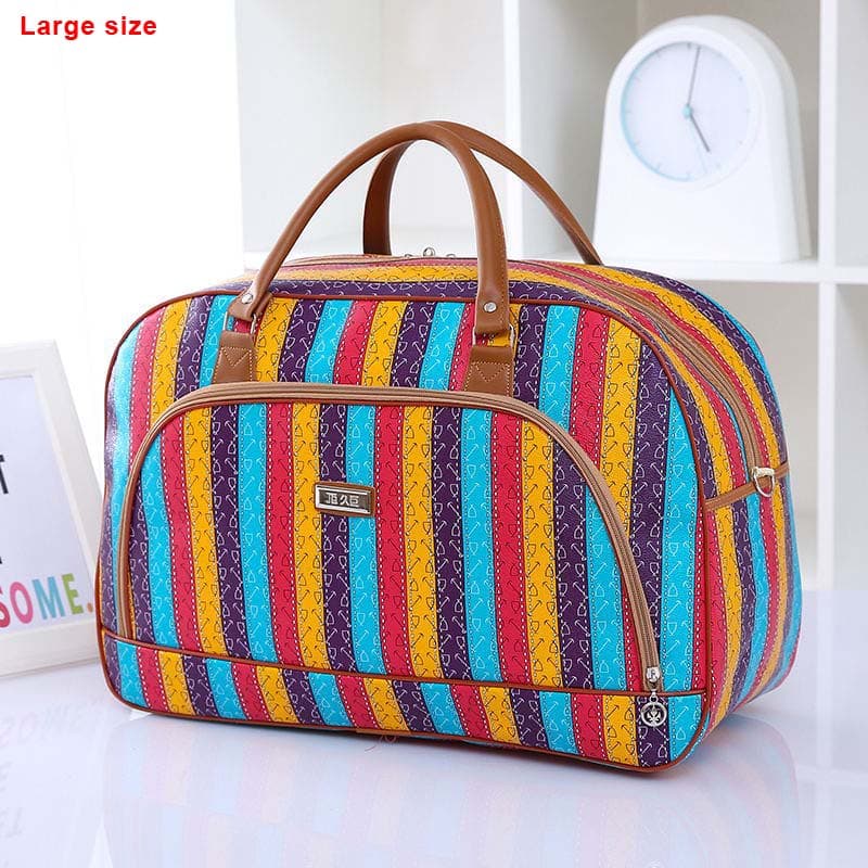 striped PU leather travel bag, view 7 - MRSLM