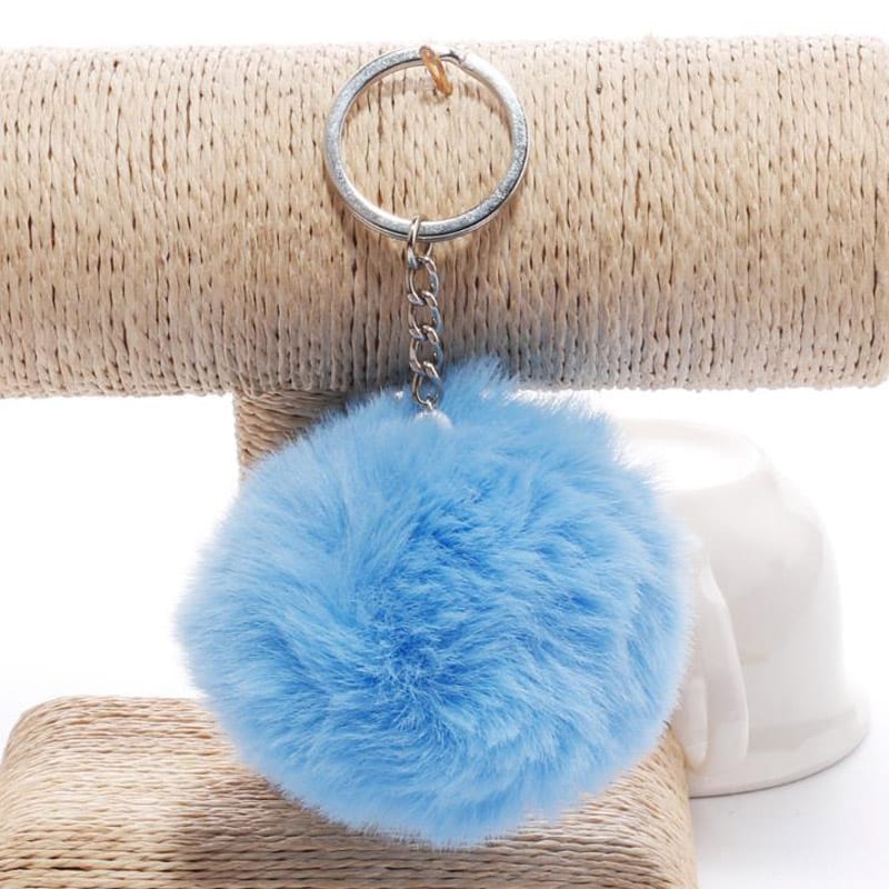 faux fur ball keychain, view 2 - MRSLM