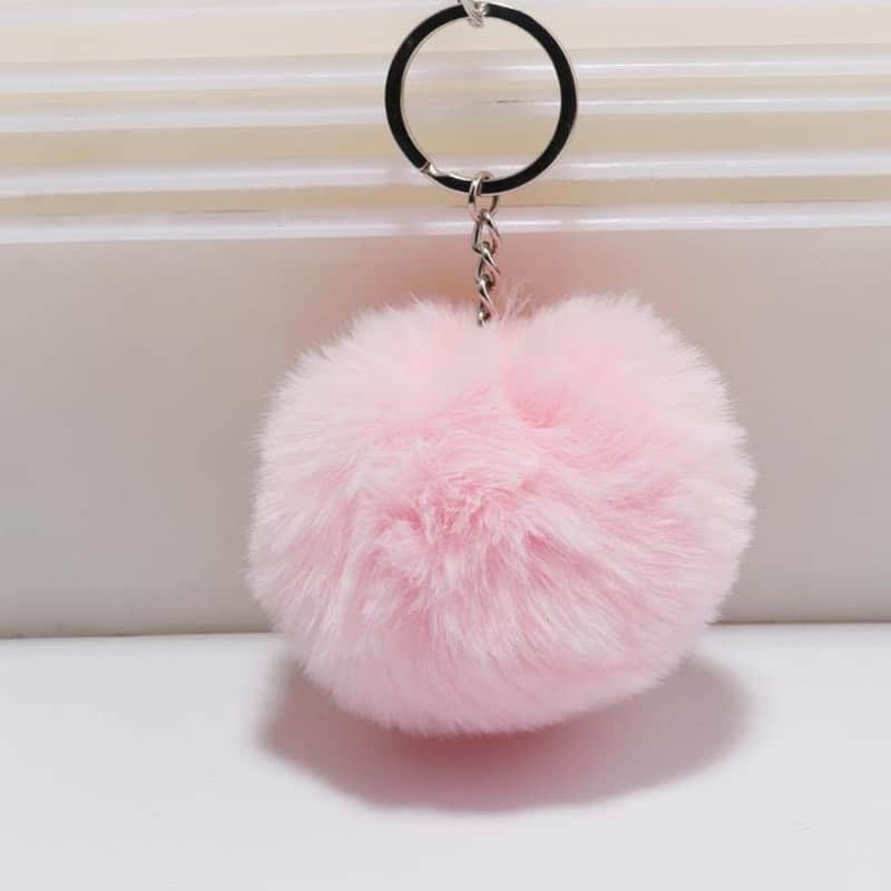 faux fur ball keychain, view 4 - MRSLM