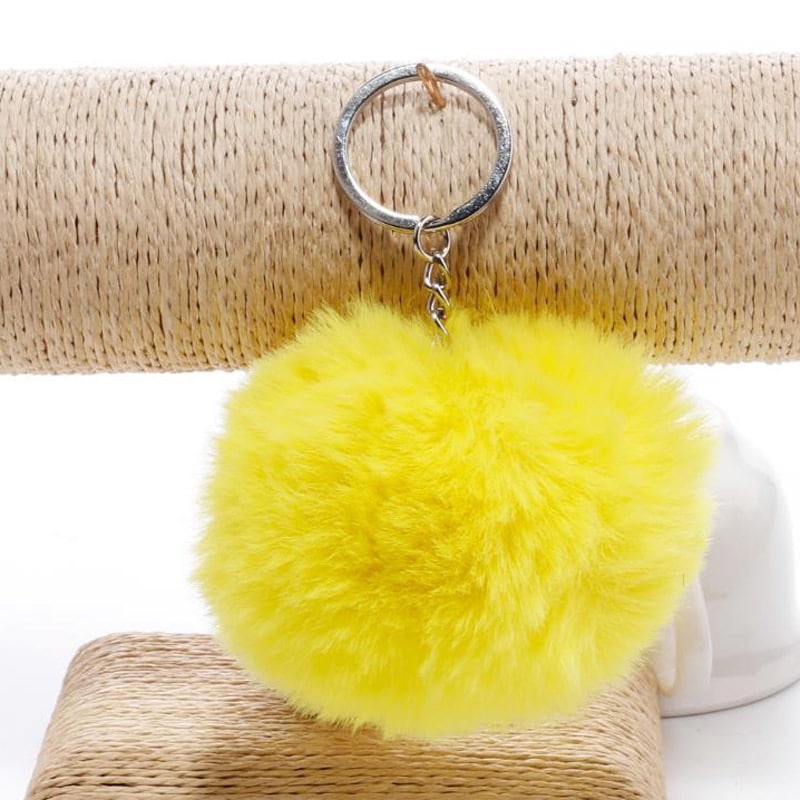 faux fur ball keychain, view 5 - MRSLM