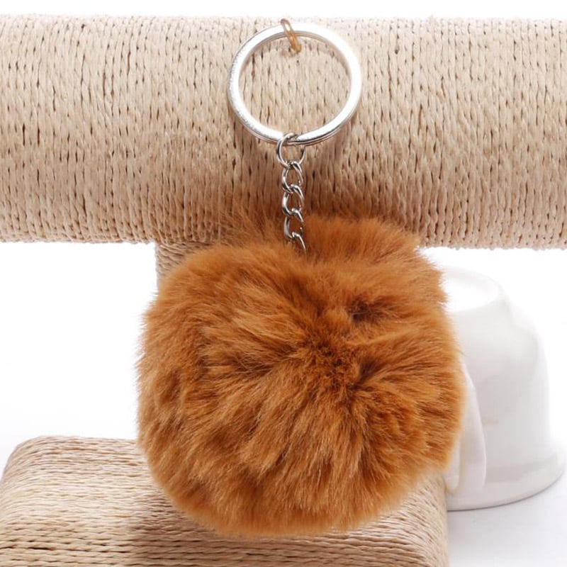 faux fur ball keychain, view 8 - MRSLM