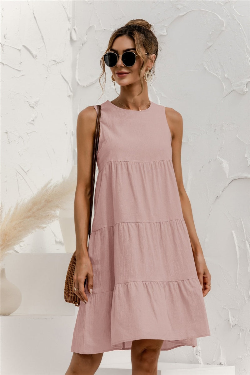 sleeveless o-neck summer dress, view 8 - MRSLM