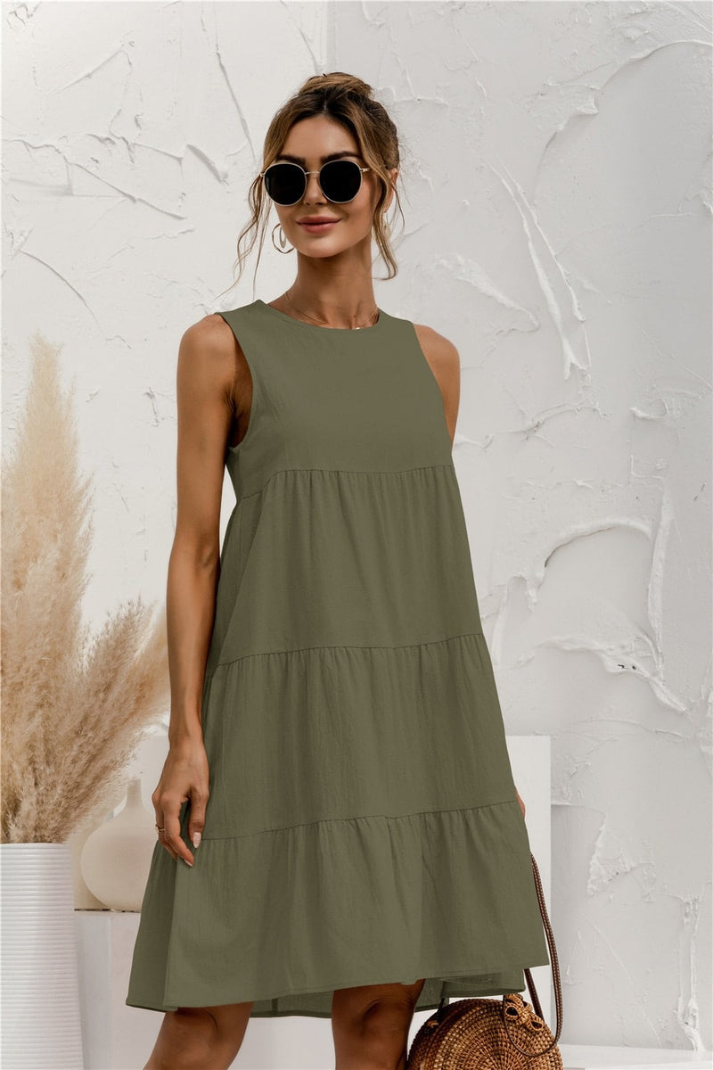 sleeveless o-neck summer dress, view 11 - MRSLM