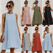 sleeveless o-neck summer dress - MRSLM