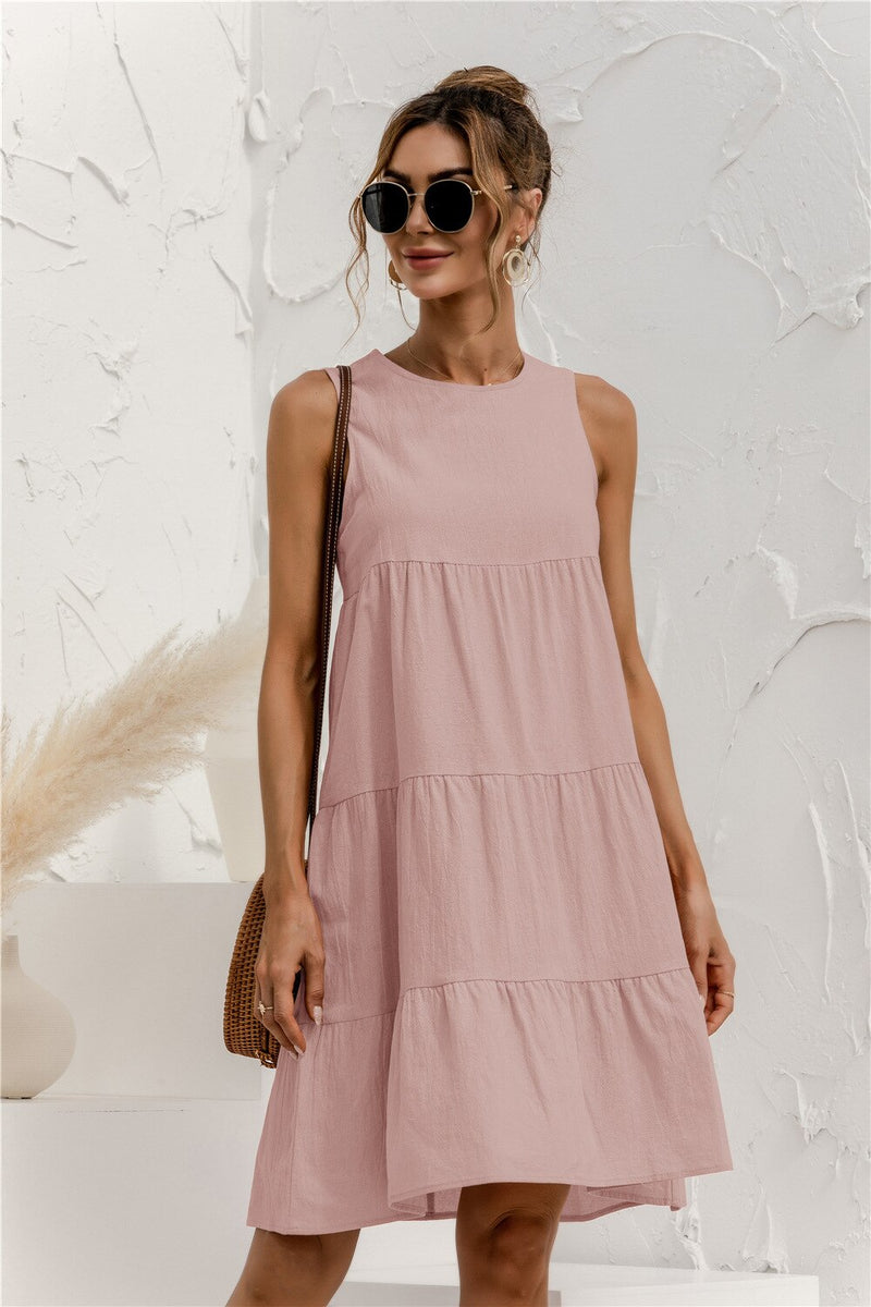 sleeveless o-neck summer dress, view 2 - MRSLM
