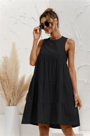 sleeveless o-neck summer dress, view 4 - MRSLM